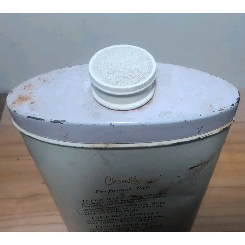Vintage Tin Chambly Perfumed Talc Lilac Powder Container